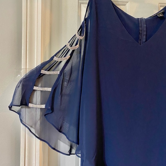 SOLD Navy Blue Jumpsuit with Rhinestone Embellishments - Picture 2 of 6